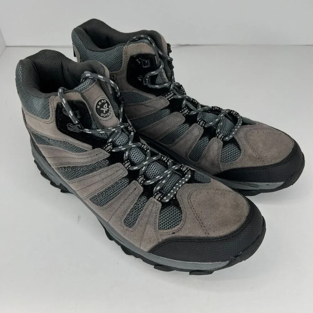 Xray Outdoor Mens XRW330 Gray Manmade Lace Up Hiking Bootie Size 12 Ankle Boots